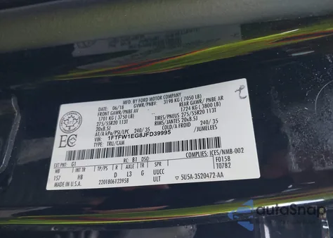 2018 Ford F-150 Lariat z USA, uszkodzony, nr VIN 1FTFW1EG8JFD39995